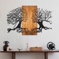 Decoratiune de perete, Murmure des Feuilles -1, Metal, Lemn (Grosime: 3 cm, Nuc negru