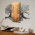 Decoratiune de perete, Murmure des Feuilles -1, Metal, Lemn (Grosime: 3 cm, Nuc negru