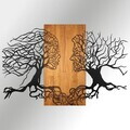 Decoratiune de perete, Murmure des Feuilles -1, Metal, Lemn (Grosime: 3 cm, Nuc negru