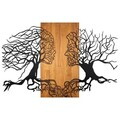 Decoratiune de perete, Murmure des Feuilles -1, Metal, Lemn (Grosime: 3 cm, Nuc negru