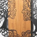 Decoratiune de perete, Murmure des Feuilles -1, Metal, Lemn (Grosime: 3 cm, Nuc negru