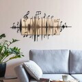 Decoratiune de perete, Symphonie Naturelle -1, Metal, Rama din lemn (grosime 3 cm), Natural/Negru