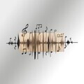 Decoratiune de perete, Symphonie Naturelle -1, Metal, Rama din lemn (grosime 3 cm), Natural/Negru