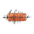 Decoratiune de perete, Symphonie Naturelle -4, Metal, Rama din lemn (grosime 3 cm), Roșu/Negru