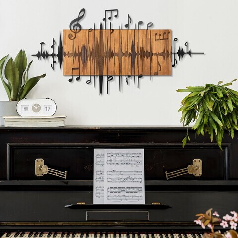 Decoratiune de perete, Symphonie Naturelle -5, Metal, Rama din lemn (grosime 3 cm), Nuc negru