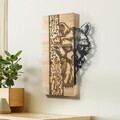 Decoratiune de perete, Whispering Timber -1, Metal, Rama din lemn (grosime 3 cm), Natural/Negru
