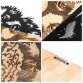 Decoratiune de perete, Whispering Timber -1, Metal, Rama din lemn (grosime 3 cm), Natural/Negru