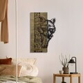 Decoratiune de perete, Whispering Timber -1, Metal, Rama din lemn (grosime 3 cm), Verde/Negru