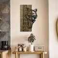 Decoratiune de perete, Whispering Timber -1, Metal, Rama din lemn (grosime 3 cm), Verde/Negru
