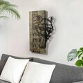 Decoratiune de perete, Whispering Timber -1, Metal, Rama din lemn (grosime 3 cm), Verde/Negru