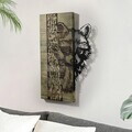 Decoratiune de perete, Whispering Timber -1, Metal, Rama din lemn (grosime 3 cm), Verde/Negru