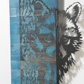 Decoratiune de perete, Whispering Timber -1, Metal, Lemn (Grosime: 3 cm, Albastru/Negru