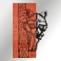 Decoratiune de perete, Whispering Timber -1, Metal, Rama din lemn (grosime 3 cm), Roșu/Negru