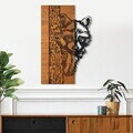 Decoratiune de perete, Whispering Timber -1, Metal, Rama din lemn (grosime 3 cm), Nuc negru