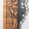 Decoratiune de perete, Whispering Timber -1, Metal, Rama din lemn (grosime 3 cm), Nuc negru