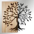 Decoratiune de perete, Aura of Nature -1, Metal, Rama din lemn (grosime 3 cm), Natural/Negru