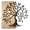 Decoratiune de perete, Aura of Nature -1, Metal, Rama din lemn (grosime 3 cm), Natural/Negru