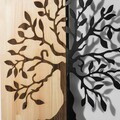 Decoratiune de perete, Aura of Nature -1, Metal, Rama din lemn (grosime 3 cm), Natural/Negru