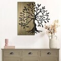 Decoratiune de perete, Aura of Nature -1, Metal, Rama din lemn (grosime 3 cm), Verde/Negru