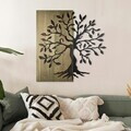 Decoratiune de perete, Aura of Nature -1, Metal, Rama din lemn (grosime 3 cm), Verde/Negru