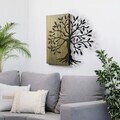 Decoratiune de perete, Aura of Nature -1, Metal, Rama din lemn (grosime 3 cm), Verde/Negru