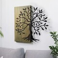 Decoratiune de perete, Aura of Nature -1, Metal, Rama din lemn (grosime 3 cm), Verde/Negru