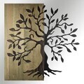 Decoratiune de perete, Aura of Nature -1, Metal, Rama din lemn (grosime 3 cm), Verde/Negru