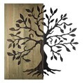 Decoratiune de perete, Aura of Nature -1, Metal, Rama din lemn (grosime 3 cm), Verde/Negru