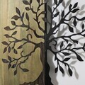 Decoratiune de perete, Aura of Nature -1, Metal, Rama din lemn (grosime 3 cm), Verde/Negru
