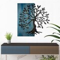 Decoratiune de perete, Aura of Nature -1, Metal, Rama din lemn (grosime 3 cm), Albastru/Negru