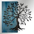 Decoratiune de perete, Aura of Nature -1, Metal, Rama din lemn (grosime 3 cm), Albastru/Negru