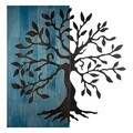 Decoratiune de perete, Aura of Nature -1, Metal, Rama din lemn (grosime 3 cm), Albastru/Negru