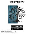 Decoratiune de perete, Aura of Nature -1, Metal, Rama din lemn (grosime 3 cm), Albastru/Negru