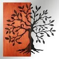Decoratiune de perete, Aura of Nature -1, Metal, Rama din lemn (grosime 3 cm), Roșu/Negru