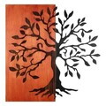 Decoratiune de perete, Aura of Nature -1, Metal, Rama din lemn (grosime 3 cm), Roșu/Negru