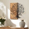Decoratiune de perete, Aura of Nature -1, Metal, Rama din lemn (grosime 3 cm), Nuc negru
