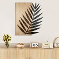Decoratiune de perete, Hoja de Arte -1, Metal, Rama din lemn (grosime 3 cm), Natural/Negru