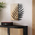 Decoratiune de perete, Hoja de Arte -1, Metal, Rama din lemn (grosime 3 cm), Natural/Negru