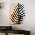 Decoratiune de perete, Hoja de Arte -1, Metal, Rama din lemn (grosime 3 cm), Natural/Negru