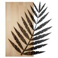 Decoratiune de perete, Hoja de Arte -1, Metal, Rama din lemn (grosime 3 cm), Natural/Negru