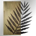 Decoratiune de perete, Hoja de Arte -1, Metal, Rama din lemn (grosime 3 cm), Verde/Negru