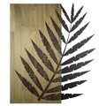 Decoratiune de perete, Hoja de Arte -1, Metal, Rama din lemn (grosime 3 cm), Verde/Negru
