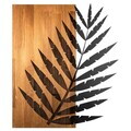 Decoratiune de perete, Hoja de Arte -1, Metal, Lemn (Grosime: 3 cm, Nuc negru