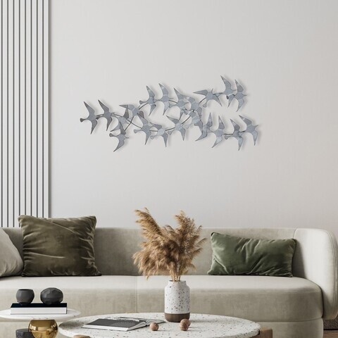 Decoratiune de perete, Sahika 2, Metal, Dimensiuni: 112 x 11 x 50 cm, Multicolor
