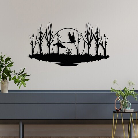 Decoratiune de perete, Estate, Metal, Dimensiuni: 70 x 38 cm, Negru