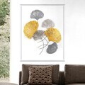 Decoratiune de perete, Ginkgo, Metal, Dimensiuni: 75 x 4 x 100 cm, Multicolor