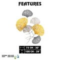 Decoratiune de perete, Ginkgo, Metal, Dimensiuni: 75 x 4 x 100 cm, Multicolor