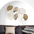 Decoratiune de perete, Ginkgo, Metal, Dimensiuni: 75 x 4 x 100 cm, Multicolor