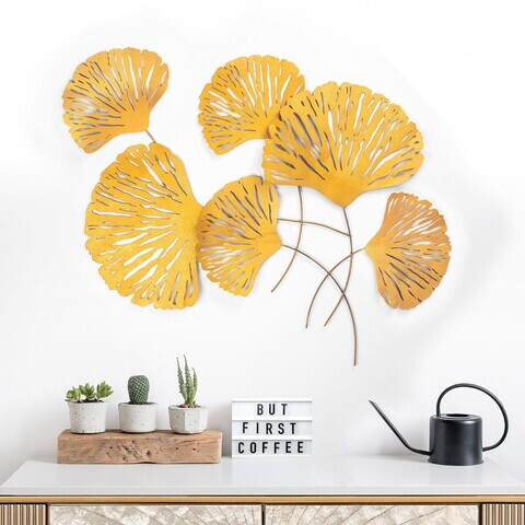 Decoratiune de perete, Ginkgo, Metal, Dimensiuni: 75 x 4 x 100 cm, Multicolor