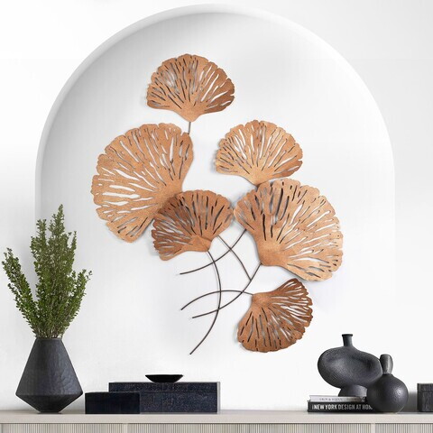 Decoratiune de perete, Ginkgo, Metal, Dimensiuni: 75 x 4 x 100 cm, Multicolor